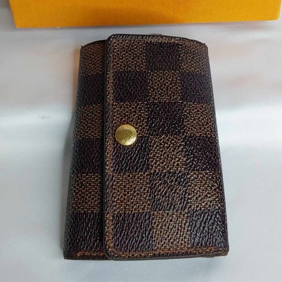 'LOUIS VUITTON' DAMIER 'EBENE'  MONOGRAM 6~RING KEY KEEPER & BOX 2-PIECE SET - Picture 4 of 16
